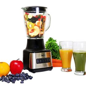 Total Chef 6 Speed Countertop Blender 51 oz Glass Jar 2 Pulse Options 500 W, Stainless Steel Blades