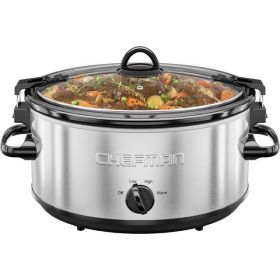 6 Qt. Slow Cooker w/ Locking Lid and Three Heat Settings - Stainless Steel